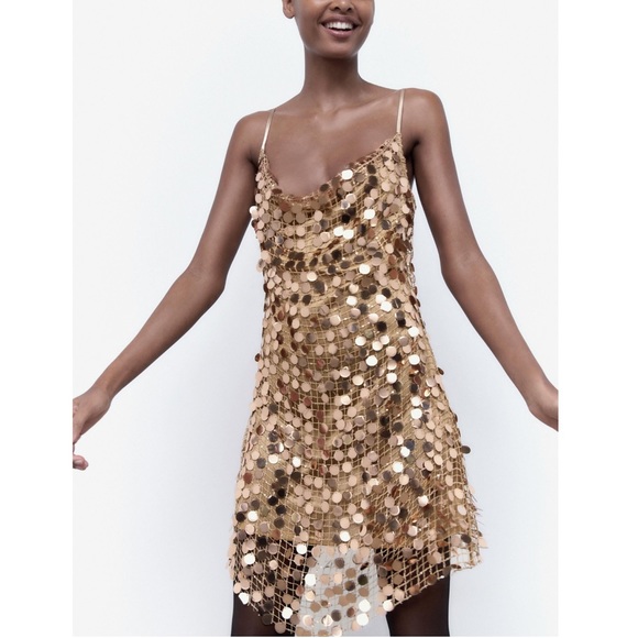 Zara SEQUIN MINI DRESS - Picture 2 of 16
